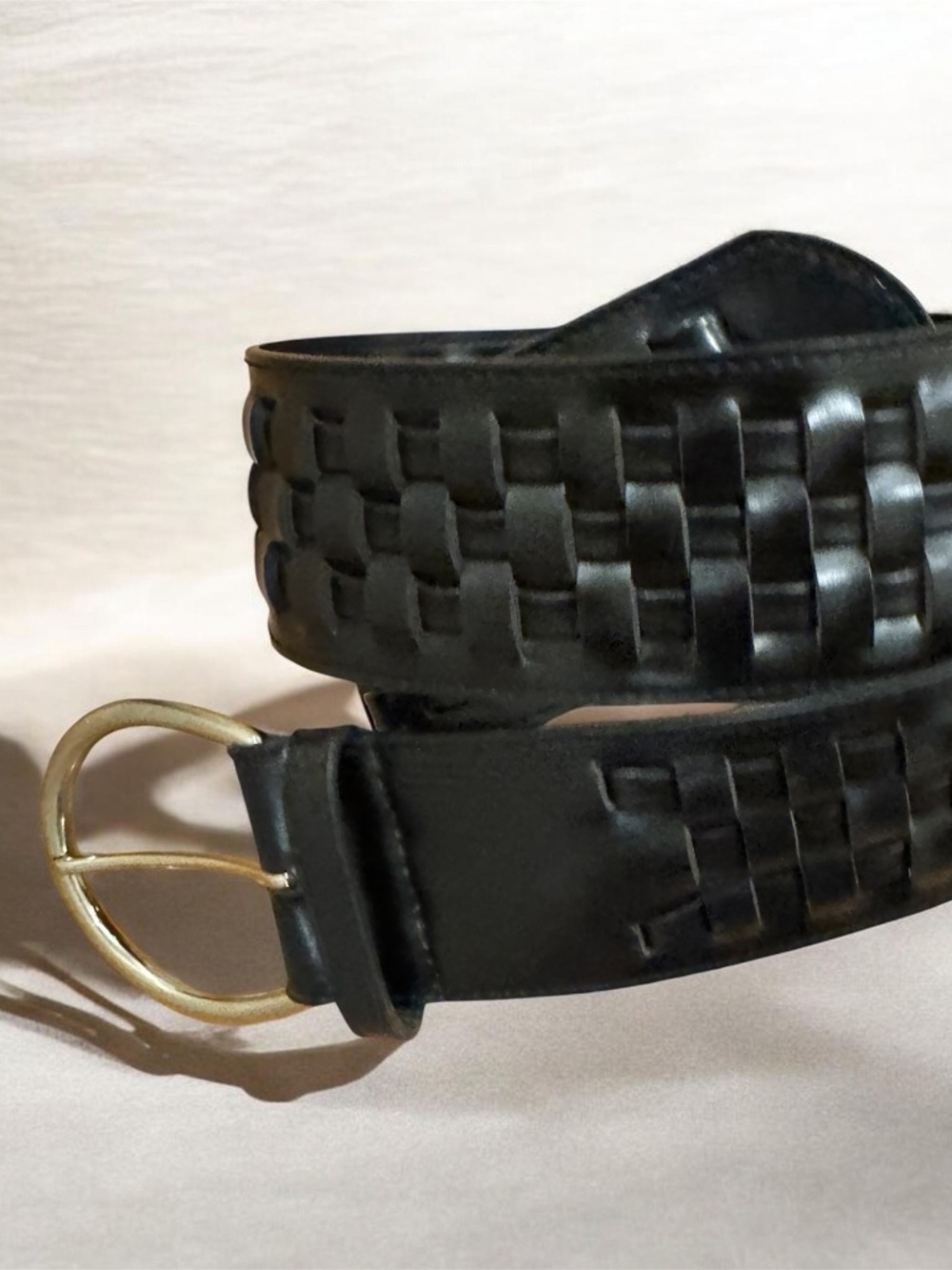 Vintage Lane Bryant Wide Woven Vegan Leather Belt Black Size 18/20